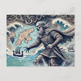 Leif Erikson i Pastel Chalk Teckning Vykort