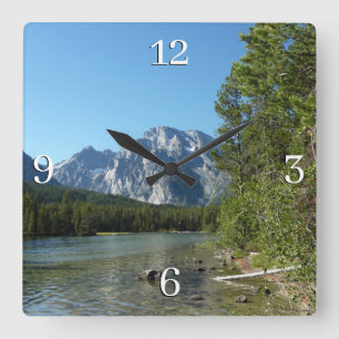 Leigh Lake vid Grand Teton National Park Fyrkantig Klocka