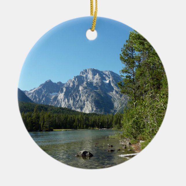 Leigh Lake vid Grand Teton National Park Julgransprydnad Keramik (Framsidan)