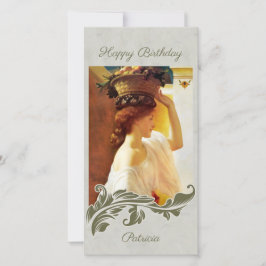 Leighton Girl basket of Frukt CC1195 Birthday Card Julkort