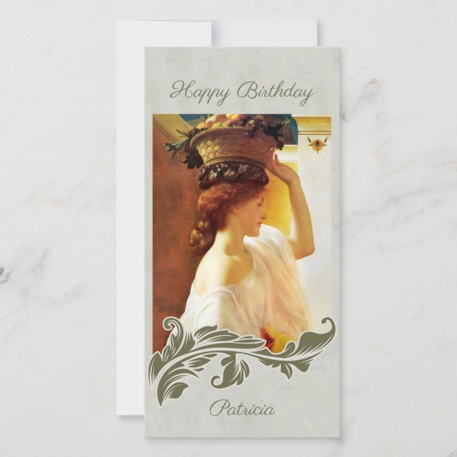 Leighton Girl basket of Frukt CC1195 Birthday Card Julkort (Framsida)