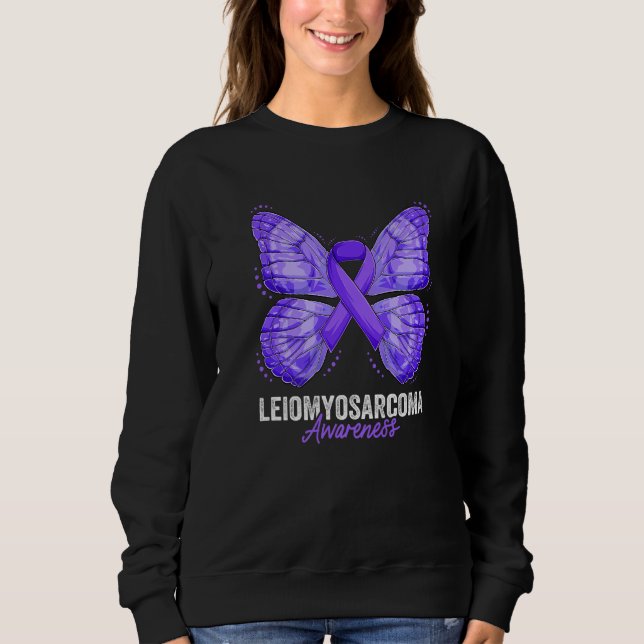 Leiomyosarcoma Awareness Month Butterfly Purple Ri T Shirt (Framsida)