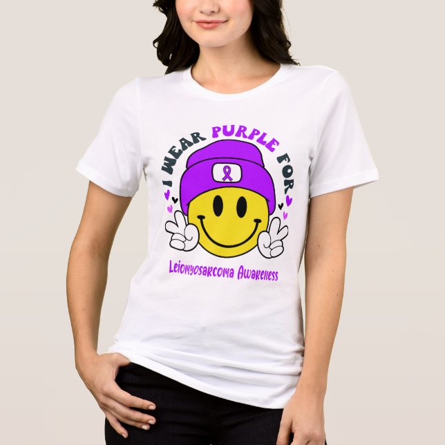 Leiomyosarcoma Awareness Ribbon Support Gifts T Shirt (Framsida)