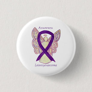 Leiomyosarcoma Lila Awarness Ribbon Angel Pin Knapp