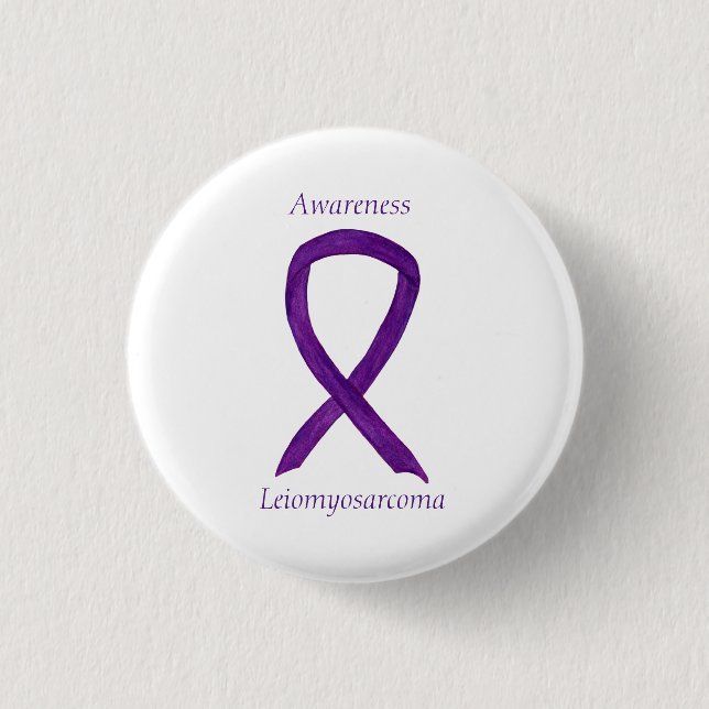 Leiomyosarcoma Lila Awarness Ribbon Anpassningsbar Knapp (Framsida)