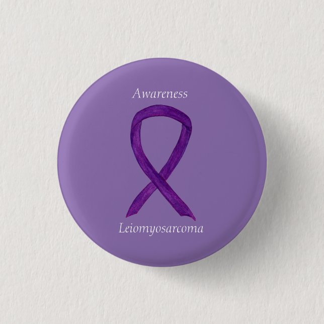 Leiomyosarcoma Lila Awarness Ribbon Anpassningsbar Knapp (Framsida)