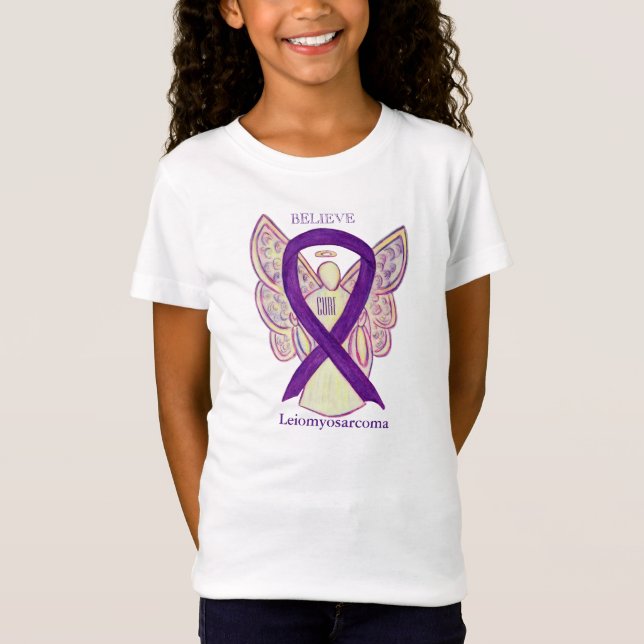Leiomyosarcoma (LMS) Awareness Ribbon Angel Shirt Tröja (Framsida)