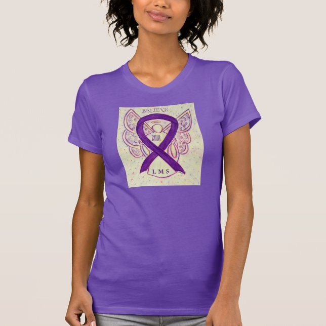 Leiomyosarcoma (LMS) Awareness Ribbon Angel Shirt Tröja (Framsida)