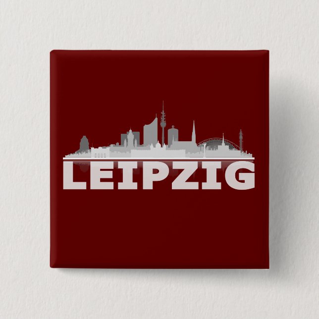 Leipzig City Skyline - Button / Anstecker / Pin Knapp (Framsida)