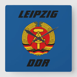 Leipzig, DDR - Öster Tyskland Fyrkantig Klocka
