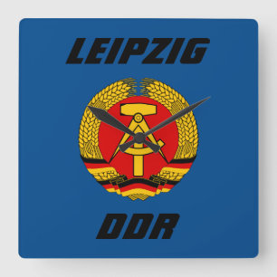 Leipzig, DDR - Öster Tyskland Fyrkantig Klocka