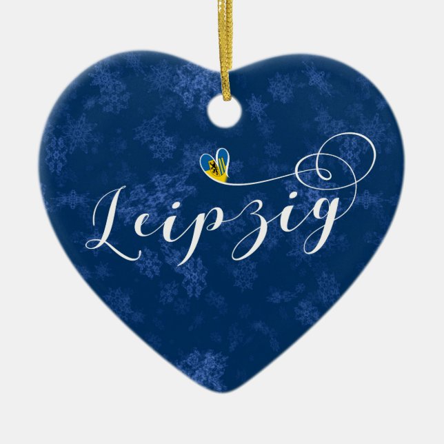 Leipzig Heart, Julgran Ornament, Tyskland Julgransprydnad Keramik (Framsidan)