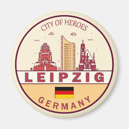 Leipzig Tyskland City Skyline Emblem Magnet