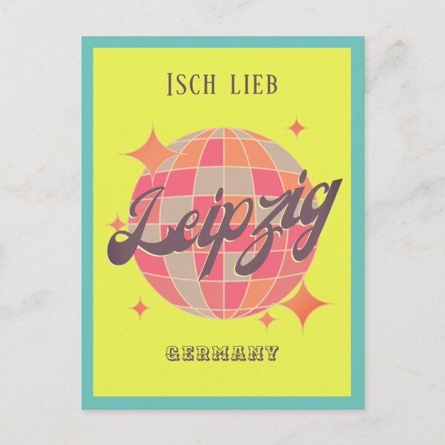 Leipzig Tyskland färgdjup gult dekor Vykort (Framsida)