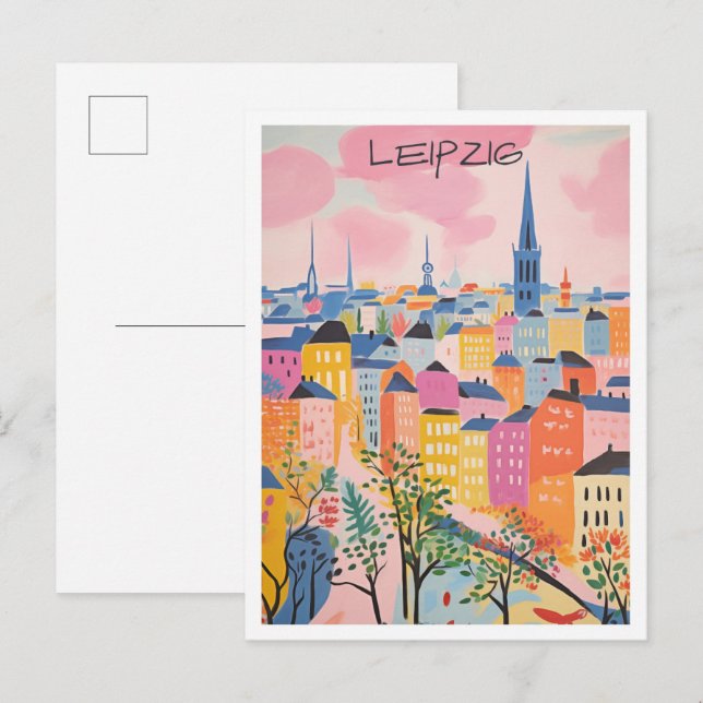 Leipzig Tyskland Resa Konst  Vykort (Fram/baksida)