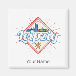 Leipzig Tyskland Sachsen Retro Skyline Vintage Magnet