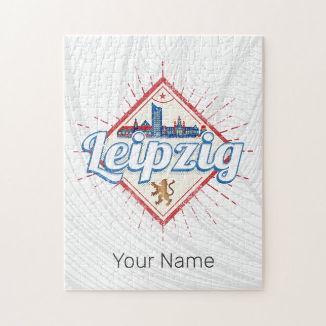 Leipzig Tyskland Sachsen Retro Skyline Vintage Pussel (Vertikal)