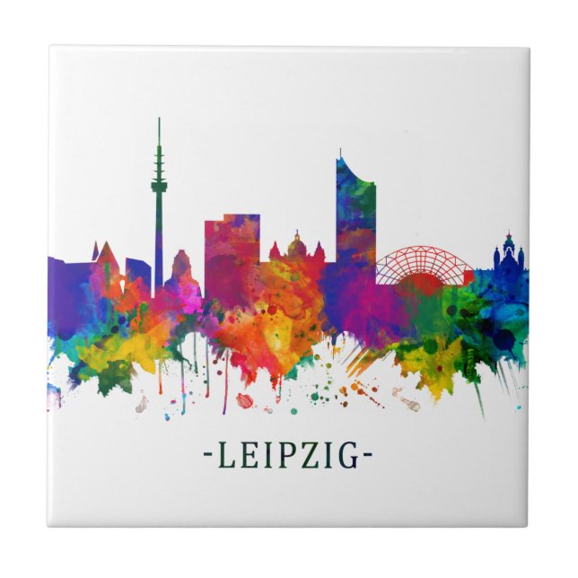 Leipzig Tyskland Skyline Kakelplatta (Framsidan)