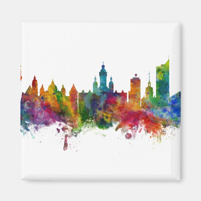 Leipzig Tyskland Skyline Magnet (Framsidan)