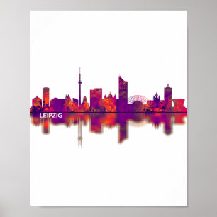 Leipzig Tyskland Skyline Poster