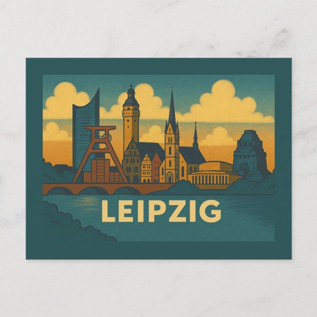 Leipzig Tyskland Stad Konst Vykort (Framsida)