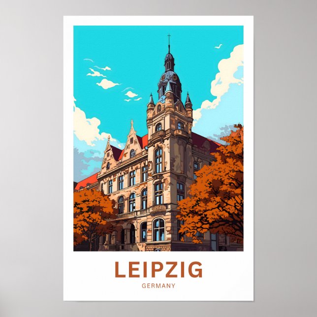 Leipzig Tyskland Travel Print Poster (Framsidan)