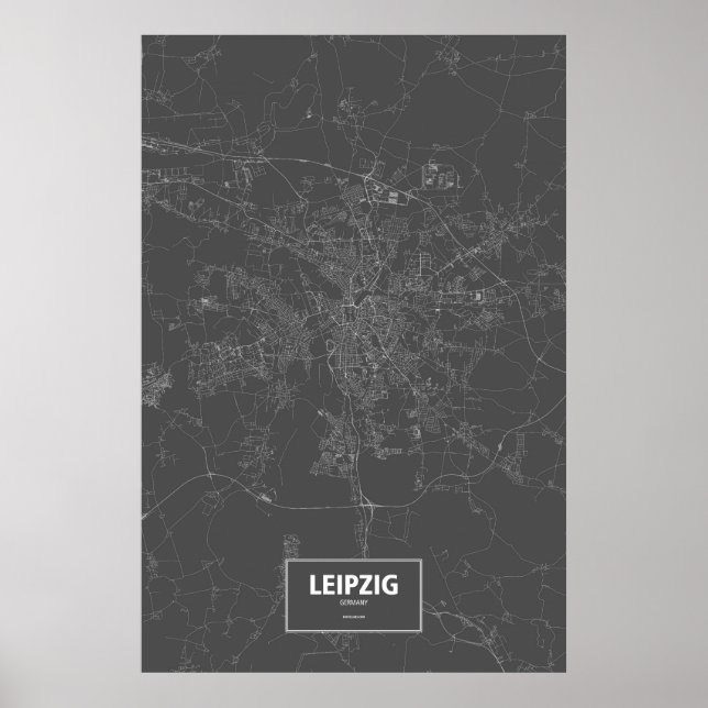 Leipzig, Tyskland (vitt på svart) Poster (Framsidan)