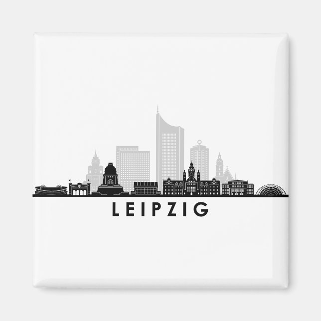 LEIPZIG universiteten Tyskland City Skyline Silhou Magnet (Framsidan)