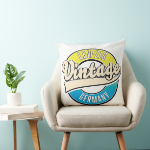 Leipzig vintage stil logotyp. kudde
