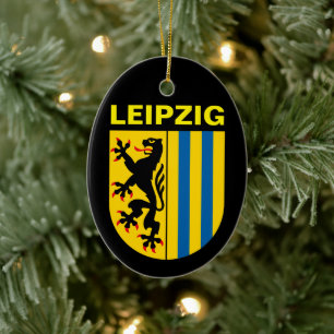 Leipzigs stadsvapen, Tyskland Julgransprydnad Keramik