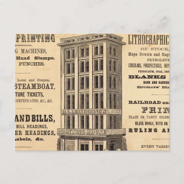 Leisenring's Printing House Vykort (Framsida)