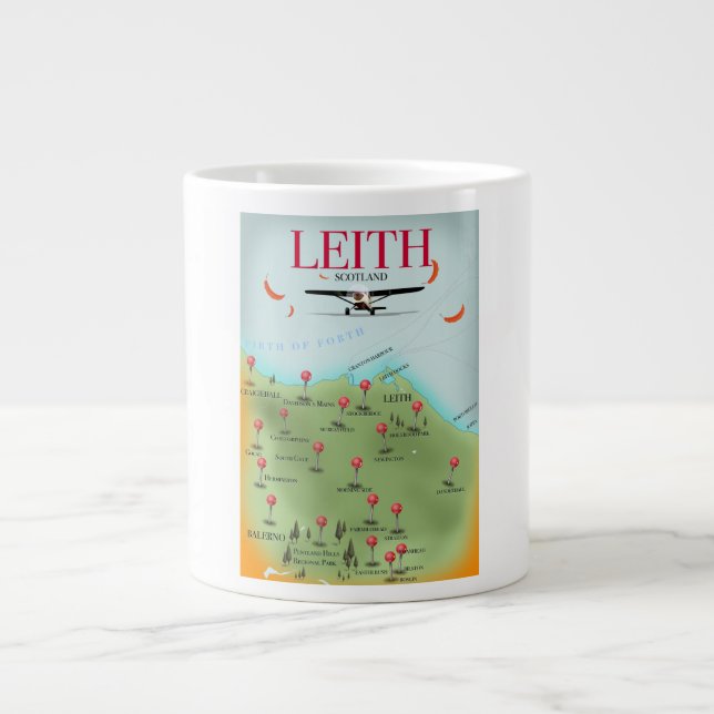 Leith Scotland vintage stil karta Jumbo Mugg (Framsidan)
