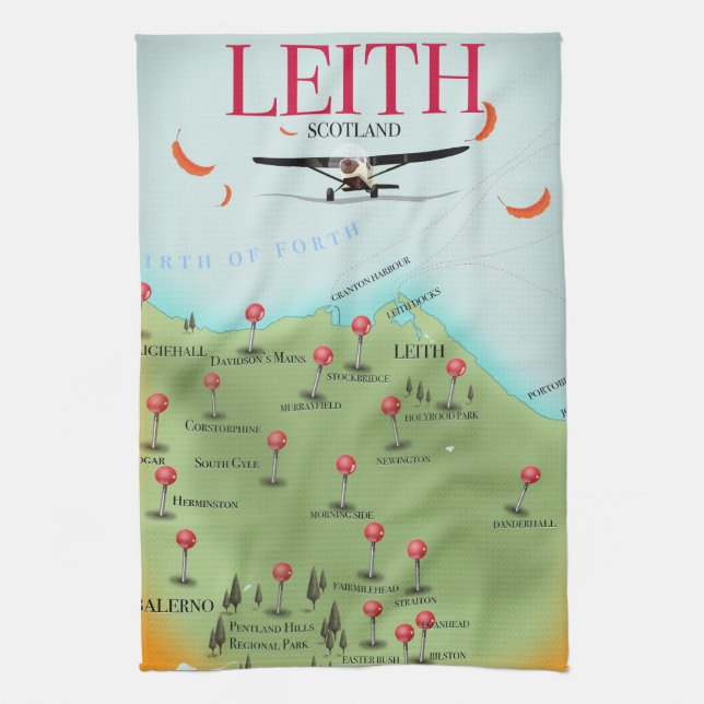 Leith Scotland vintage stil karta Kökshandduk (Vertikal)
