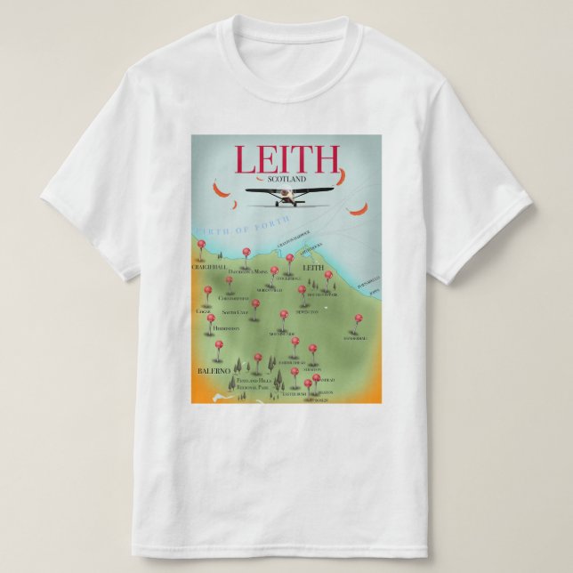 Leith Scotland vintage stil karta T Shirt (Design framsida)