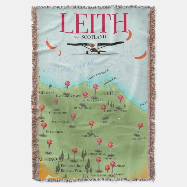 Leith Skottland vintage stil karta Filt (Framsidan Vertikal)