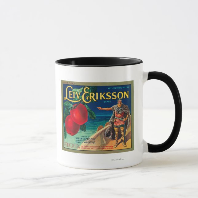 Leiv Eriksson Apple-etikett - Cashmere, WA Mugg (Höger)