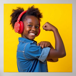 Lejande barn med röda hörlurar Autism Neurodive Poster