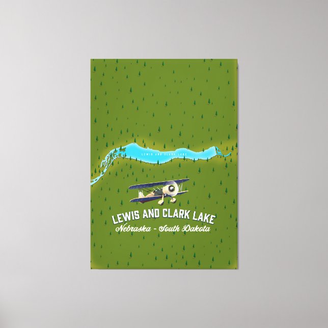Lejare och klark Sjö karta poster. Canvastryck (Framsida)