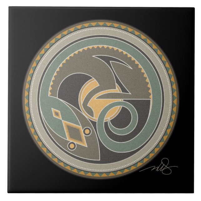 Lejdans anda kakelplatta (Framsidan)