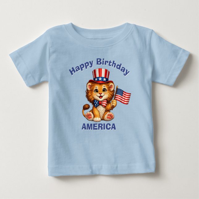 Lejon (5o) Patriotisk Barn T-Shirt (Framsida)