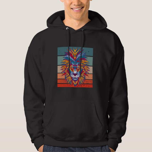 Lejon abstrakt: färgstark geometrisk konst modern  hoodie (Framsida)