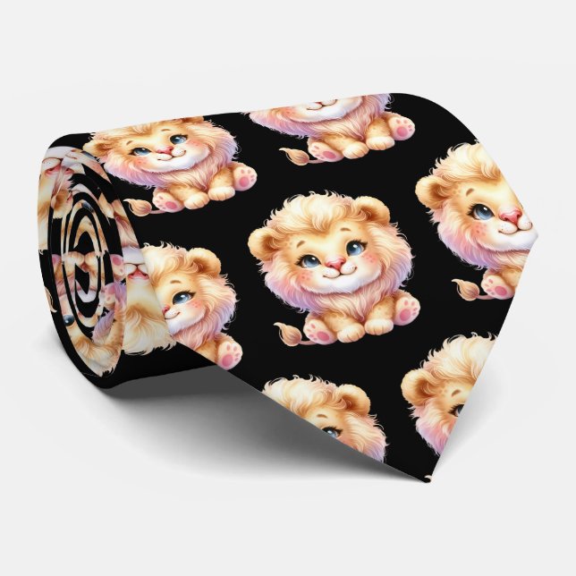 Lejon Adsible Kawaii Cute Neck Tie Slips (Rullad)