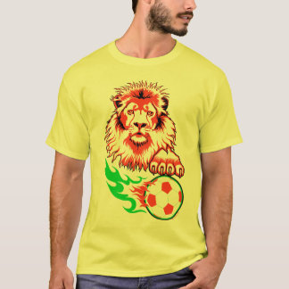 Lejon afrikansk fotboll tee shirt