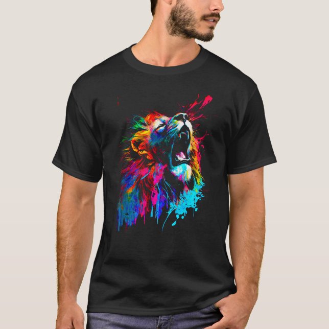 Lejon afrikansk poppart t shirt (Framsida)