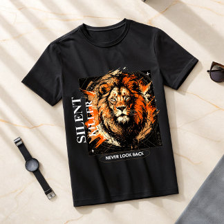 Lejon Aldrig Se Bakåt T-Shirt Motiverande Alpha 