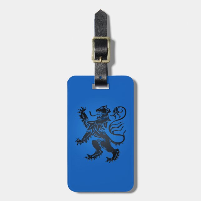 Lejon ampantdesign, Intricate Blue and Black Bagagebricka (Vertikal Framsida)