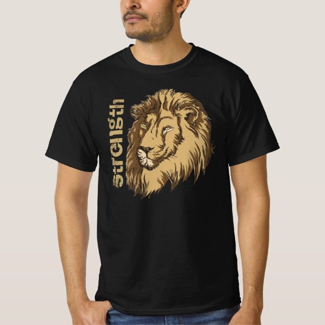 Lejon anpassningsbar t-shirt- Styrka Tee (Framsida)