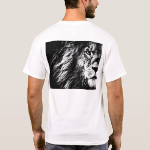 Lejon Ansikte Bakre Sida Tryck Modern Mall Mäns T Shirt