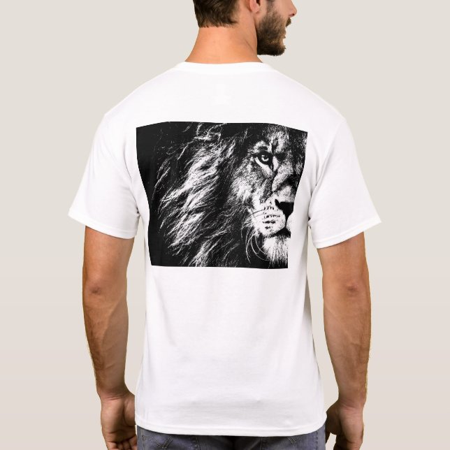 Lejon Ansikte Bakre Sida Tryck Modern Mall Mäns T Shirt (Baksida)