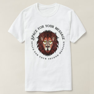 Lejon Ansikte Konstnärlig Cirkulär Anpassad Text T Shirt